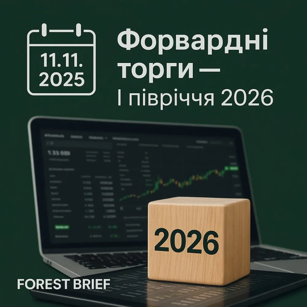 Форвардні торги: 11 листопада — продаж деревини на І півріччя 2026 року